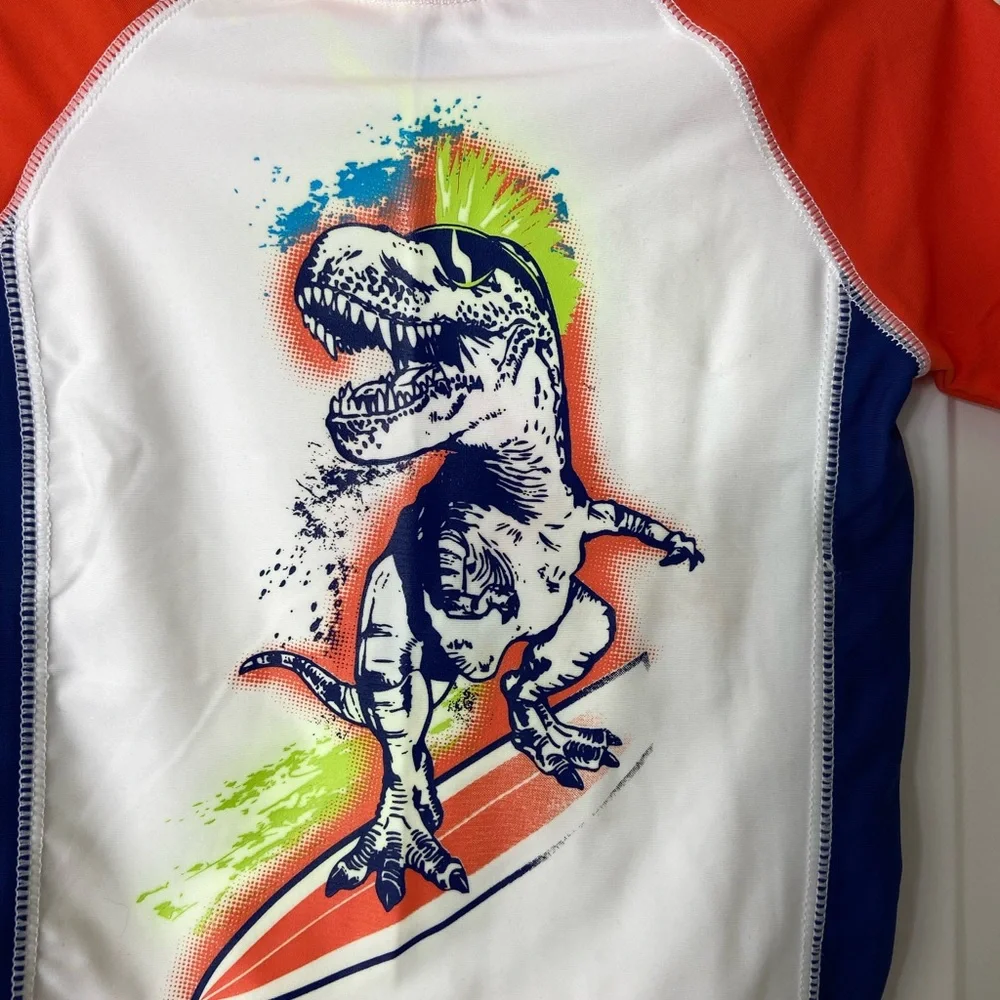 NEW Epic Threads toddler boy’s orange dinosaur surf‎ beach swim shirt stretch 2T